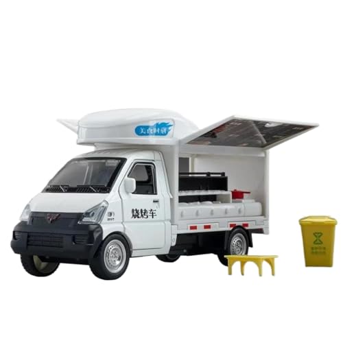 Modellauto im Maßstab 1:24 for Wuling Rongguang Automodell Metalldruckguss-LKW Pullback Sound Und Licht Grill-LKW-Modell Fertiges Automodell(Barbecue Car White) von BOFSMXXNP