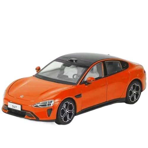 Modellauto im Maßstab 1:24 for Xiaomi Su7 Druckgusslegierung Modellauto Druckgussmodell Mit Sound Modellauto Fertiges Automodell(Lava Orange) von BOFSMXXNP