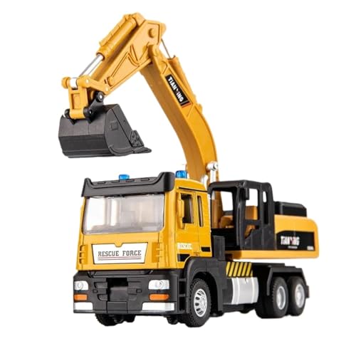 Modellauto im Maßstab 1:32 Bagger Betonmischer LKW Modell Metall Druckguss Pull Back Legierung Engineering Fahrzeugmodell Fertiges Automodell(Excavator) von BOFSMXXNP