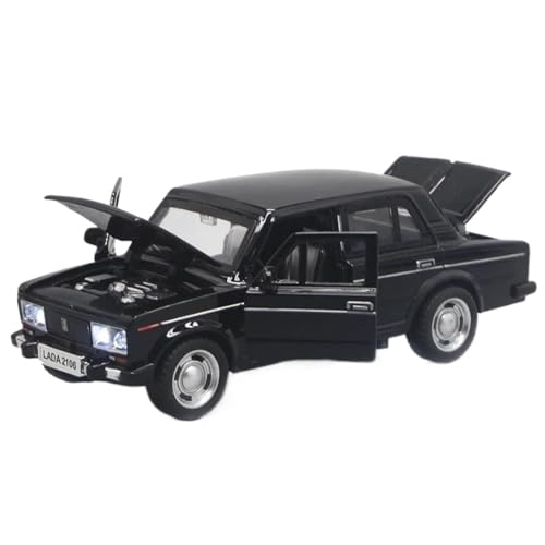Modellauto im Maßstab 1:32 Legierung Lada 2106 Modell Klassisches Metalldruckguss-Auto Mit Rückziehfunktion Und Sound Und Licht Fertiges Automodell(Black) von BOFSMXXNP