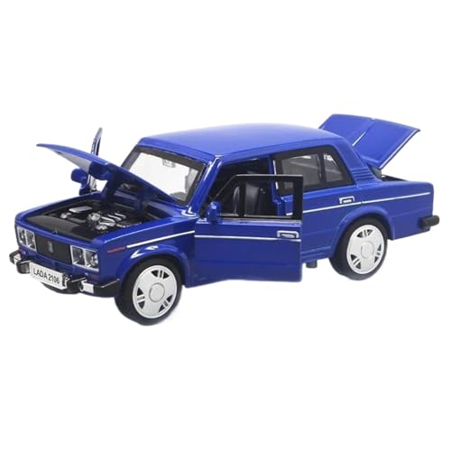 Modellauto im Maßstab 1:32 Legierung Lada 2106 Modell Klassisches Metalldruckguss-Auto Mit Rückziehfunktion Und Sound Und Licht Fertiges Automodell(Blue) von BOFSMXXNP