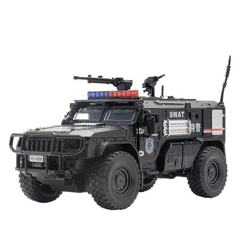 Modellauto im Maßstab 1:32 Spezialmodell Eines Gepanzerten Polizeifahrzeugs, 4D-Motor, Stoßdämpfung, Pullback-Modell Aus Metalldruckguss Fertiges Automodell(Black) von BOFSMXXNP