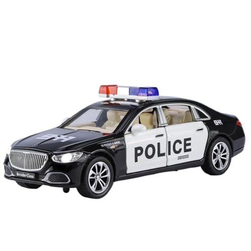 Modellauto im Maßstab 1:32 for Benz S680 Legierungsautomodell Metalldruckguss-Polizeiautomodell Mit Licht, Ton Und Rückzug Fertiges Automodell(Blackwhite) von BOFSMXXNP