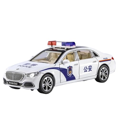Modellauto im Maßstab 1:32 for Benz S680 Legierungsautomodell Metalldruckguss-Polizeiautomodell Mit Licht, Ton Und Rückzug Fertiges Automodell(White) von BOFSMXXNP