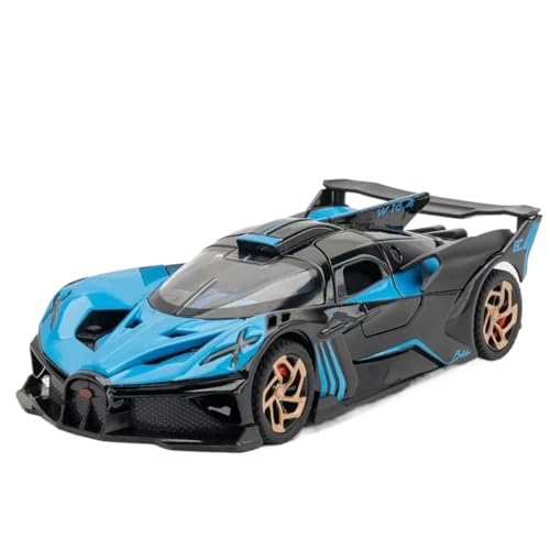 Modellauto im Maßstab 1:32 for Bugatti Bolide Legierung Sportwagen Modellauto Mit Sound Und Licht Pullback Fertiges Automodell(Blue) von BOFSMXXNP