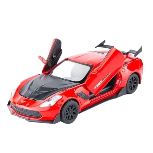 Modellauto im Maßstab 1:32 for Chevrolet Corvette Super-Modellauto Druckguss-Simulation Metalllegierung Fahrzeug Miniaturmodell Fertiges Automodell(Red with Box) von BOFSMXXNP