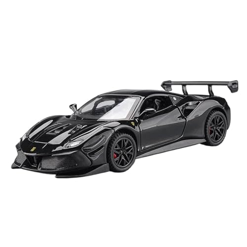 Modellauto im Maßstab 1:32 for Ferrari F488 Sportwagen, Hochsimuliertes Modellauto Aus Druckgussmetalllegierung Mit Sound- Und Licht-Rückziehfunktion Fertiges Automodell(Black with Box) von BOFSMXXNP