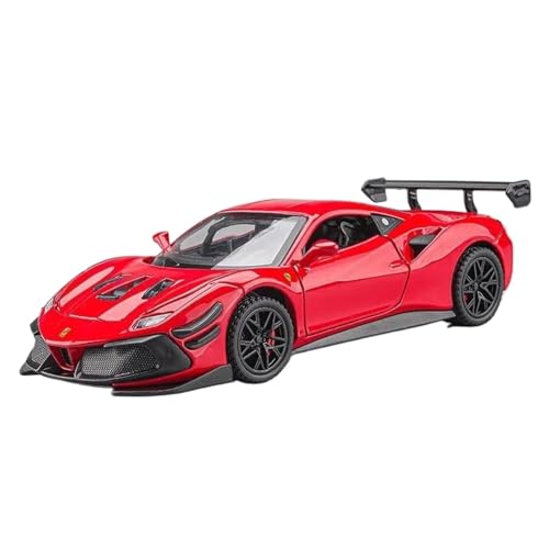 Modellauto im Maßstab 1:32 for Ferrari F488 Sportwagen, Hochsimuliertes Modellauto Aus Druckgussmetalllegierung Mit Sound- Und Licht-Rückziehfunktion Fertiges Automodell(Red with Box) von BOFSMXXNP