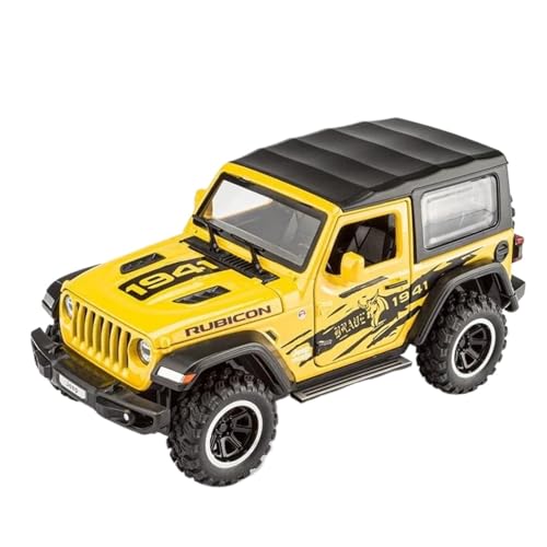 Modellauto im Maßstab 1:32 for Jeep Wrangler Rubicon 1941 Modellauto Aus Druckgussmetalllegierung Mit Rückziehsound Und Licht Fertiges Automodell(Yellow with Box) von BOFSMXXNP