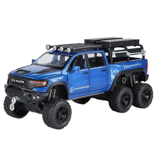 Modellauto im Maßstab 1:32 for LKW-Modell Druckguss Sound Und Licht Pull Back Off-Road-Fahrzeug Fertiges Automodell(Trucks Blue) von BOFSMXXNP