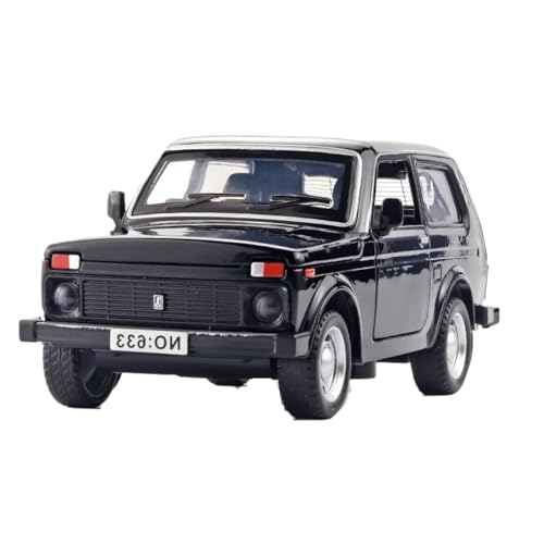 Modellauto im Maßstab 1:32 for Lada Jeep Oldtimer Legierung Automodell Sound Und Licht Computer Desktop Ornamente Sammlung Fertiges Automodell(Black Box) von BOFSMXXNP