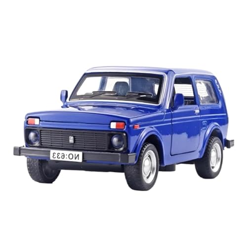 Modellauto im Maßstab 1:32 for Lada Jeep Oldtimer Legierung Automodell Sound Und Licht Computer Desktop Ornamente Sammlung Fertiges Automodell(Blue Box) von BOFSMXXNP