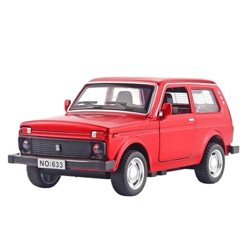 Modellauto im Maßstab 1:32 for Lada Jeep Oldtimer Legierung Automodell Sound Und Licht Computer Desktop Ornamente Sammlung Fertiges Automodell(Red Box) von BOFSMXXNP