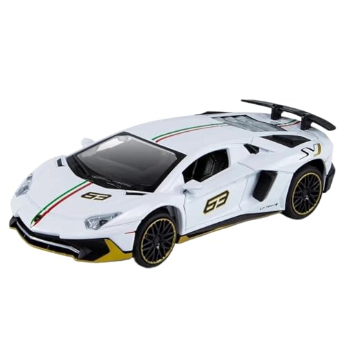 Modellauto im Maßstab 1:32 for Lamborghini Aventador SVJ LP 780-4 Sportwagenmodell Aus Metalldruckguss Mit Scherentüren Und Ton Und Licht Fertiges Automodell(White) von BOFSMXXNP