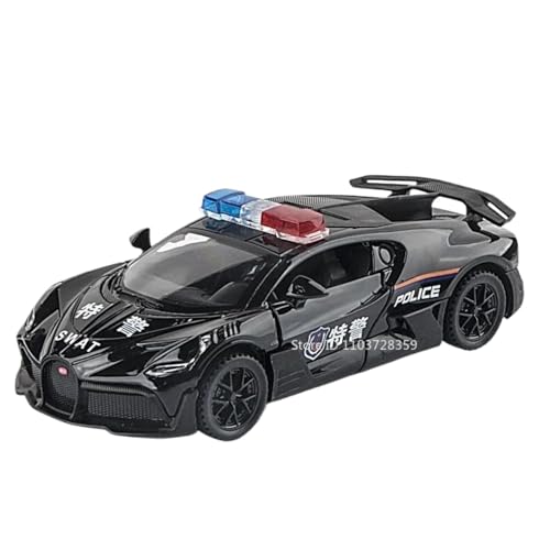 Modellauto im Maßstab 1:32 for Lamborghini LP750 Sportwagen Polizeiauto Modell Legierung Druckguss Miniatur Mit Sound Und Licht Pullback Fertiges Automodell(Divo Police Black) von BOFSMXXNP