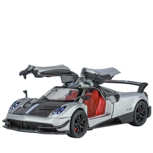 Modellauto im Maßstab 1:32 for Pagani Dinastia Huayra BC Automodell Mit Sound Und Licht Flügeltür Legierung Druckguss Supersportwagen Fertiges Automodell(Huayra BC Silver) von BOFSMXXNP