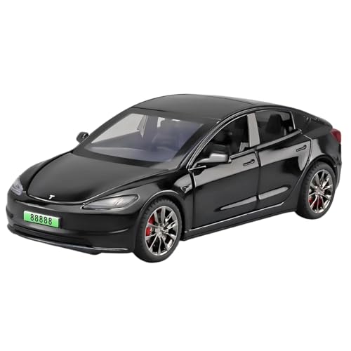 Modellauto im Maßstab 1:32 for Tesla Model 3 Legierungsmodellauto Druckgussmetallguss Sound- Und Lichtauto Exquisites Automodell Fertiges Automodell(Black no Box) von BOFSMXXNP