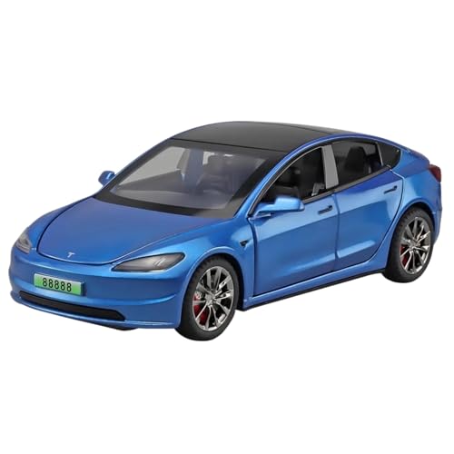 Modellauto im Maßstab 1:32 for Tesla Model 3 Legierungsmodellauto Druckgussmetallguss Sound- Und Lichtauto Exquisites Automodell Fertiges Automodell(Blue no Box) von BOFSMXXNP