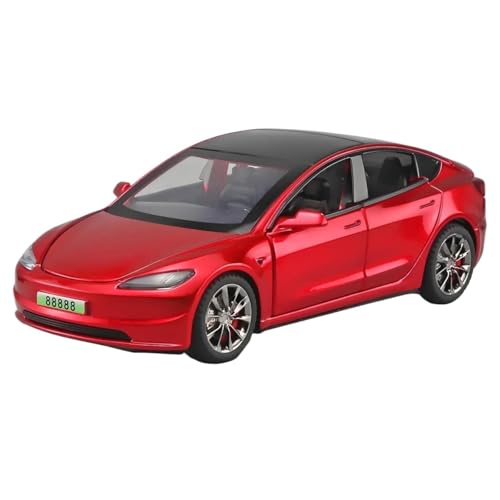 Modellauto im Maßstab 1:32 for Tesla Model 3 Legierungsmodellauto Druckgussmetallguss Sound- Und Lichtauto Exquisites Automodell Fertiges Automodell(Red no Box) von BOFSMXXNP