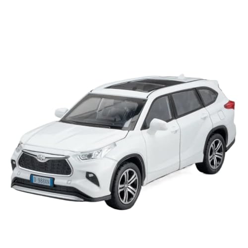 Modellauto im Maßstab 1:32 for Toyota Highlander Legierung Druckgussmodell 6 Türen Zu Öffnendes Automodell Reinkarnation Pullback-Auto Fertiges Automodell(White) von BOFSMXXNP