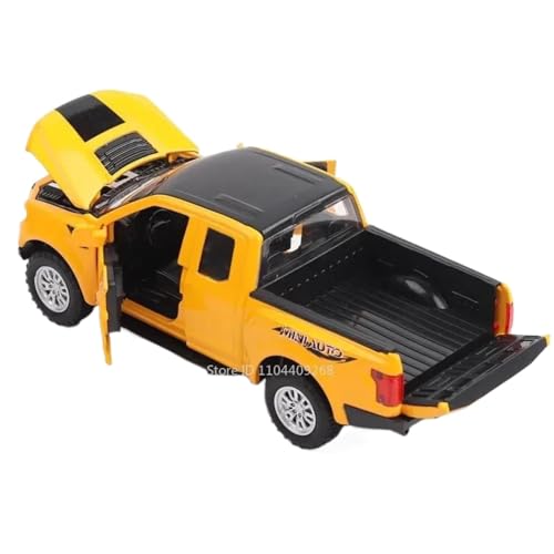 Modellauto im Maßstab 1:32 for Tundra Raptor F150 Pickup-Truck-Modell Miniatur-Sound- Und Licht-Truck Fertiges Automodell(F150 Yellow) von BOFSMXXNP