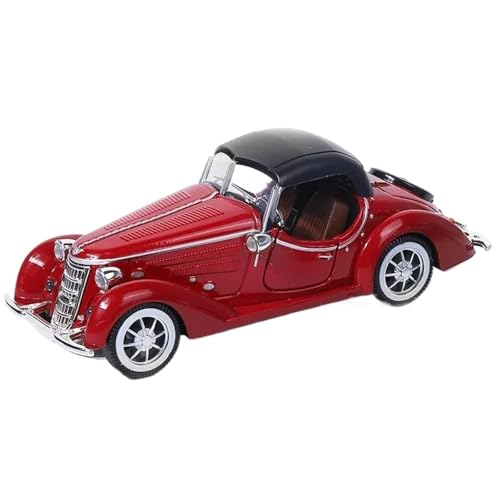 Modellauto im Maßstab Legierung Öffnen Und Schließen Markise Retro Auto Modell Auto Rebound Auto Modell Kann Öffnen Die Tür Druckguss Fertiges Automodell(Burgundy) von BOFSMXXNP