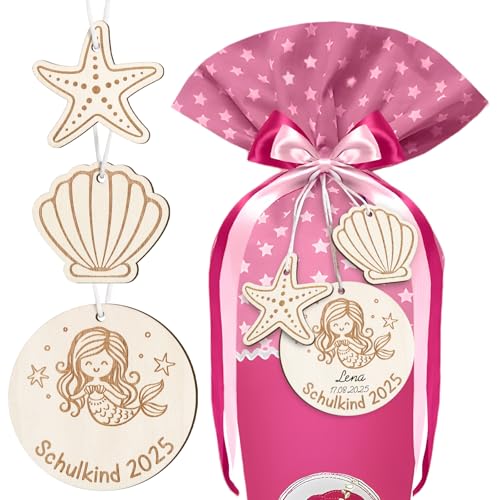 BOFUNX 3 Stücke Schultüte Anhänger Holz Zuckertüte Holzanhänger Namensanhänger Geschenkanhänger Schultüte Zuckertüte Deko Schulanfang Einschulung Deko von BOFUNX