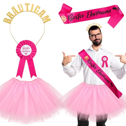 BOFUNX JGA Kostüm Set Junggesellenabschied Männer Outfit Herren Party Kostüm Zubehör Hochzeit Deko von BOFUNX