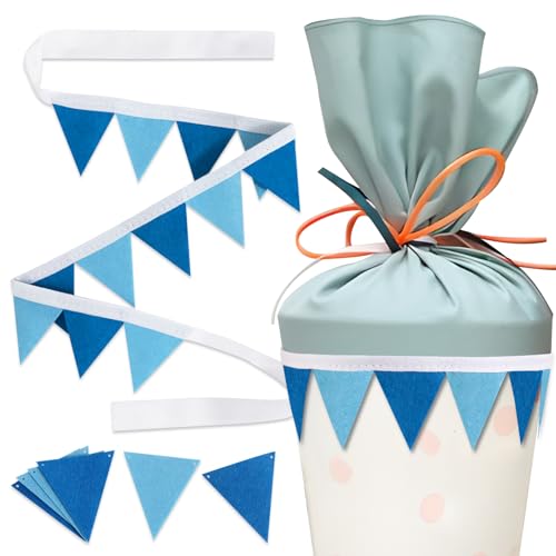 BOFUNX Mini Wimpelkette für Schultüte Deko, Schultüte Zuckertüte Wimpel Banner DIY Schulanfang Einschulung Party Deko von BOFUNX