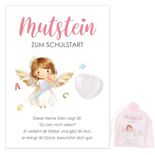 BOFUNX Mutstein Einschulungsgeschenk Schulkind Geschenk, Mutstein + Karte + Organzasäckchen, Schulanfang Schulstart Geschenk Schultüte Geschenk Schultüte Füllung von BOFUNX