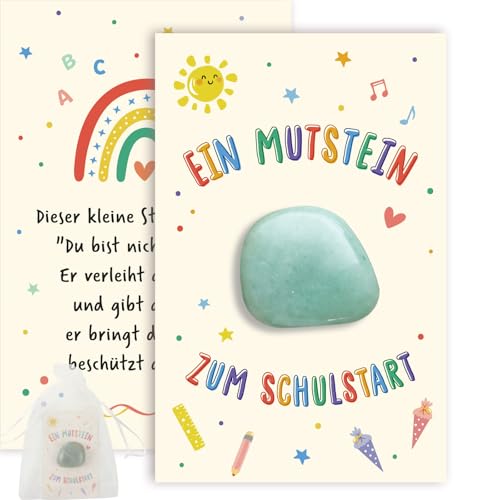 BOFUNX Mutstein Einschulungsgeschenk Schulkind Geschenk, Mutstein + Karte + Organzasäckchen, Schulanfang Schulstart Geschenk Schultüte Geschenk Schultüte Füllung von BOFUNX