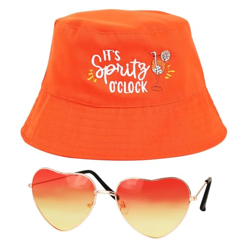 BOFUNX Apero Spritz Fischerhut Anglerhut + Retro Orange Brillen in Herzform Apero Party Hut Apero Geschenk für Apero Liebhaber Fasching Karneval Cosplay Kostüme Accessoires BOFUNX Apero Spritz Fischerhut Anglerhut + Retro Orange Brillen in Herzform Apero Party Hut Apero Geschenk für Apero Liebhaber Fasching Karneval Cosplay Kostüme Accessoires von BOFUNX