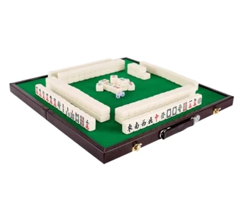 BOGAZY Mahjong 144 Spielsteine, Mahjong-Set, Versammlungs-Partyspiel, Traditionelles Spiel Mit Klapptisch Majong Spiel(White) von BOGAZY