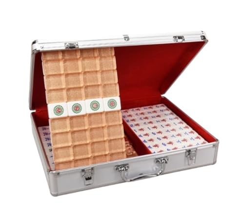 BOGAZY Mahjong Chinesisches Mahjong Mit 144 Gravierten Spielsteinen Und Aufbewahrungsbox, Familienspiel for 4 Spieler Ab 8 Jahren Majong Spiel(Silver) von BOGAZY
