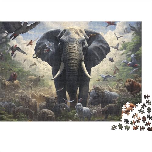 Animal ElephantPuzzle 300 Teile, Impossible Puzzles, Puzzle-Geschenk, Elephant PuzzlePuzzle Für Erwachsene,Geschicklichkeitsspiel Für Die Ganze Familie,Puzzle Farbenfrohes 300pcs (40x28cm) von BOHHO