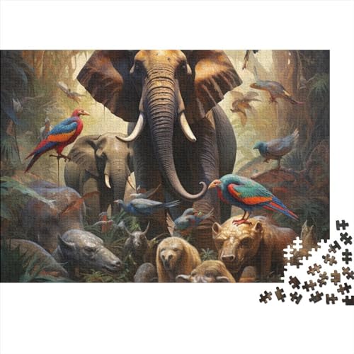 Animal ElephantPuzzle 300 Teile,DIY Kit Puzzles Für Erwachsene, Impossible Elephant PuzzlePuzzle, Geschicklichkeitsspiel Für Die Ganze Familie,Puzzle Home Dekoration 300pcs (40x28cm) von BOHHO