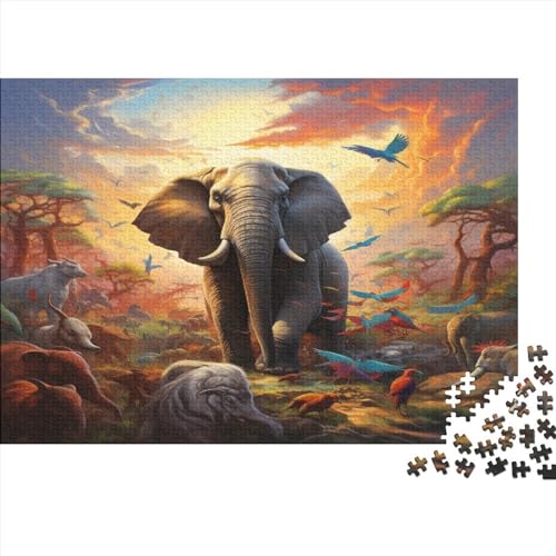 Animal ElephantPuzzle 500 Teile, Puzzles Für Erwachsene,Puzzle Farbenfrohes,Elephant PuzzlePuzzle-Geschenk, Impossible Puzzles, Geschicklichkeitsspiel Für Die Ganze Familie 500pcs (52x38cm) von BOHHO