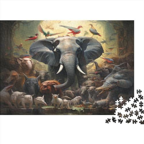 Animal ElephantPuzzle 500 Teile,Puzzles Für Erwachsene, Impossible Puzzle, Elephant PuzzlePuzzle Farbenfrohes Legespiel,farbenfrohes Legespiel 500pcs (52x38cm) von BOHHO