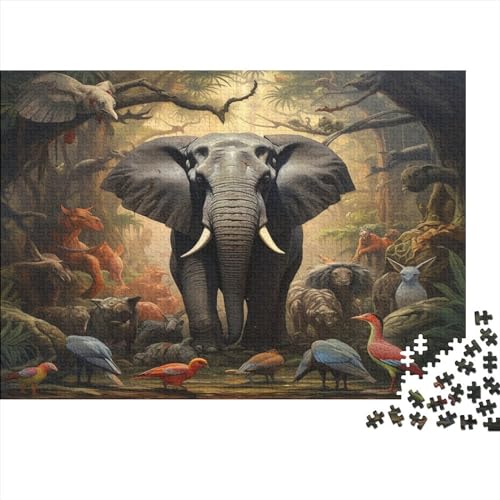 Animal World 300 Stück Puzzles Für Erwachsenefür Die Ganze Familie Stress Abbauen Spielen Cute Elephant300 Teile DIY Kit Puzzle Lernspiel Spielzeug Geschenkƒ 300pcs (40x28cm) von BOHHO