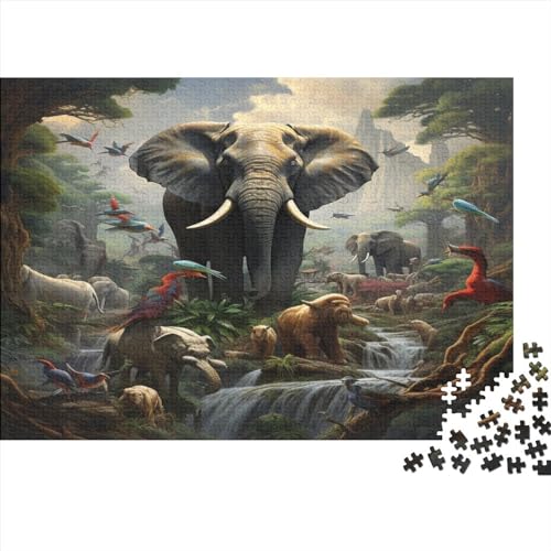 Animal WorldPuzzle 500 Teile, Impossible Puzzles, Puzzle-Geschenk, Cute ElephantPuzzle Für Erwachsene,Geschicklichkeitsspiel Für Die Ganze Familie,Puzzle Farbenfrohes 500pcs (52x38cm) von BOHHO
