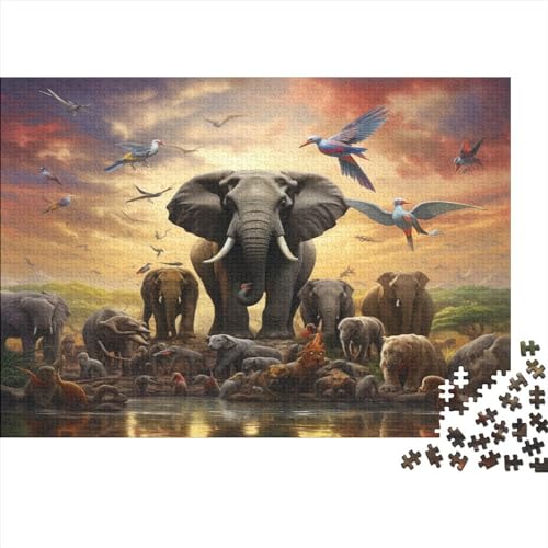 Animal WorldPuzzles 1000 Teile,Impossible Puzzle, Puzzle Für Erwachsene, Cute Elephant Puzzle Farbenfrohes,Geschicklichkeitsspiel Für Die Ganze Familie 1000pcs (75x50cm) von BOHHO