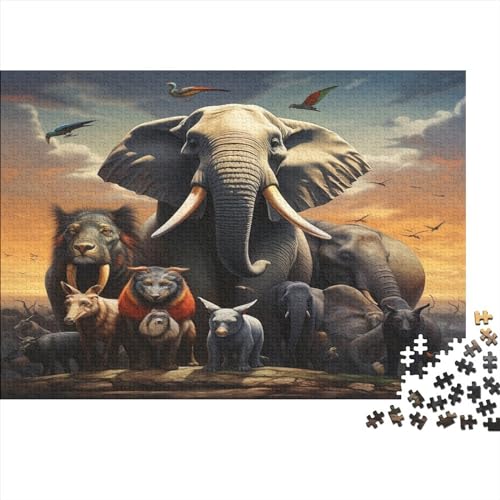 Animal WorldPuzzles 300 Teile, Cute ElephantPuzzle Für Erwachsene, Impossible Puzzle, Geschicklichkeitsspiel Für Die Ganze Familie Die Ganze Familie,Erwachsenen DIY Kit 300pcs (40x28cm) von BOHHO