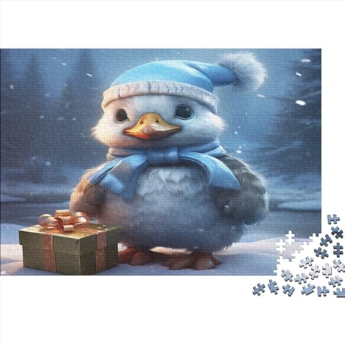 Blue Christmas DuckPuzzles 500 Teile, Christmas Duck JigsawPuzzle Für Erwachsene, Impossible Puzzle, Geschicklichkeitsspiel Für Die Ganze Familie Die Ganze Familie,Erwachsenen DIY Kit 500pcs (52x38 von BOHHO