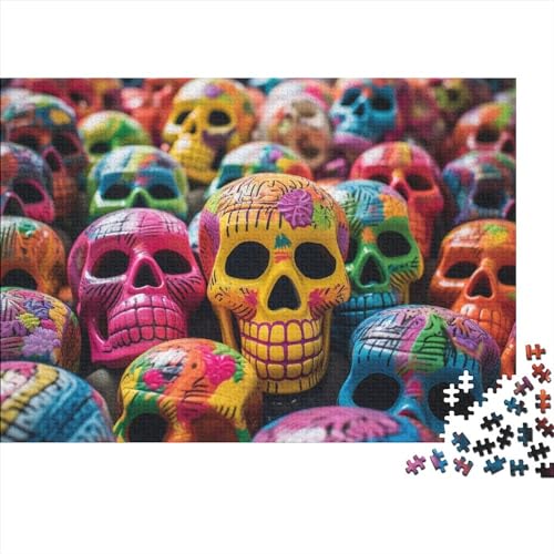 Colorful SkullPuzzle 300 Teile,DIY Kit Puzzles Für Erwachsene, Impossible SkullPuzzle, Geschicklichkeitsspiel Für Die Ganze Familie,Puzzle Home Dekoration 300pcs (40x28cm) von BOHHO