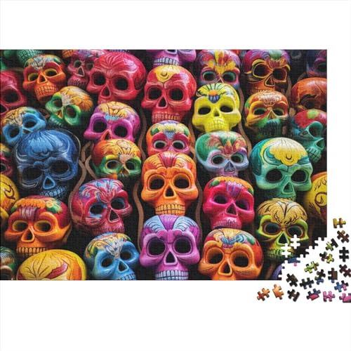 Colorful SkullPuzzle 500 Teile, Impossible Puzzles, Puzzle-Geschenk, SkullPuzzle Für Erwachsene,Geschicklichkeitsspiel Für Die Ganze Familie,Puzzle Farbenfrohes 500pcs (52x38cm) von BOHHO