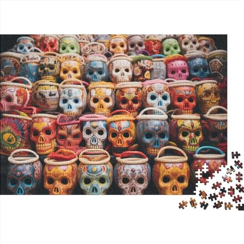 Colorful SkullPuzzles 300 Teile,Impossible Puzzle, Puzzle Für Erwachsene, Skull Puzzle Farbenfrohes,Geschicklichkeitsspiel Für Die Ganze Familie 300pcs (40x28cm) von BOHHO