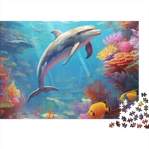 Dolphins 1000 Stück Puzzles Für Erwachsenefür Die Ganze Familie Stress Abbauen Spielen Dolphin Puzzle Toy1000 Teile DIY Kit Puzzle Lernspiel Spielzeug Geschenkƒ 1000pcs (75x50cm) von BOHHO