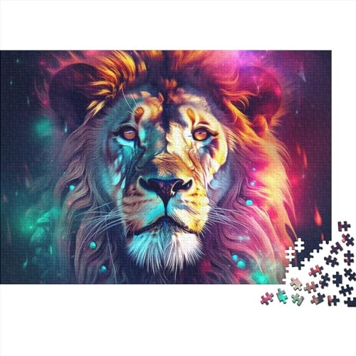 Lion Wood Jigsaw PuzzlePuzzles 1000 Teile, Colorful LionPuzzle Für Erwachsene, Impossible Puzzle, Geschicklichkeitsspiel Für Die Ganze Familie Die Ganze Familie,Erwachsenen DIY Kit 1000pcs (75x50cm) von BOHHO