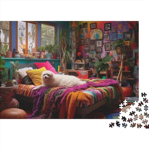 Pet's BedroomPuzzle 500 Teile, Puzzles Für Erwachsene,Puzzle Farbenfrohes,Bedroom Puzzlespuzzle-Geschenk, Impossible Puzzles, Geschicklichkeitsspiel Für Die Ganze Familie 500pcs (52x38cm) von BOHHO
