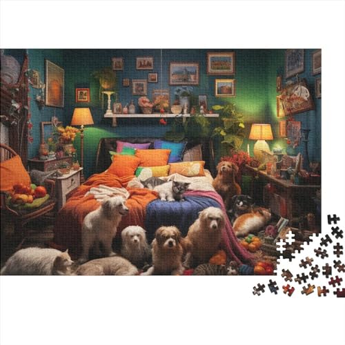 Pet's BedroomPuzzle 500 Teile, Puzzles Für Erwachsene,Puzzle Farbenfrohes,Bedroom Puzzlespuzzle-Geschenk, Impossible Puzzles, Geschicklichkeitsspiel Für Die Ganze Familie 500pcs (52x38cm) von BOHHO